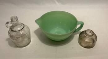 Fire King Jadeite Batter Bowl And Vintage Glass Jars