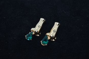 Vintage Nose With Green Gem Boogers Earrings #90