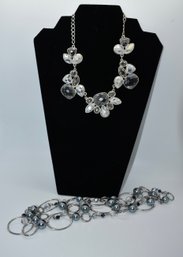 Pair Of Gray/silvertone Costume Necklaces #41