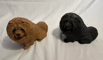 Pair Of Sandcast Dogs