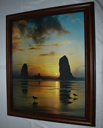 Canyon Beach Sunset Framed Photo On Poster Board