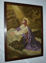 Jesus At Gethsemane Wood Framed Cross Stitch