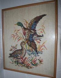 McCall 'The Mallards' Cross Stitch In Wood Frame