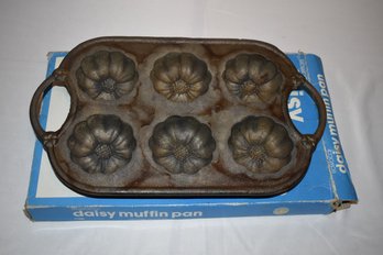 Vintage Rowoco Daisy Muffin Cast Iron Pan