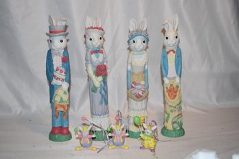 Vintage ABC 12' Bunny Pencil Figurines With Avon Busy Bunny (2) And The Gift Easter Ornaments