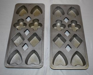 Vintage Wear-ever Playing Card Suit Baking Muffin Mold Pair #2798