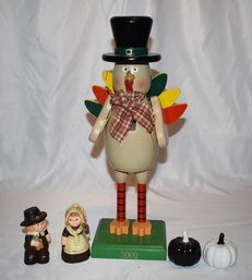 Thanksgiving Turkey Nutcracker 2009, Hallmark Pilgrim Salt & Pepper And Pumpkin Salt & Pepper Shakers