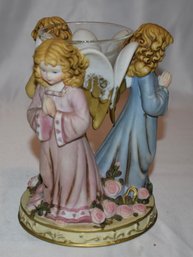 Vintage Simson Giftware Porcelain Angels Candle Holder 6.75' Lot #405