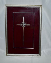 Silver Colored Crucifix With Wedding Rings In Silver Colored Frame