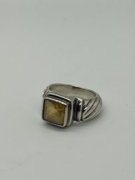 Silpada 925 Sterling Silver Square Faceted Yellow Citrine Ring #179