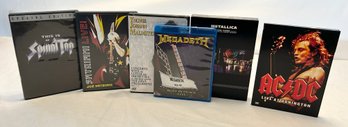 Metallica, ACDC, Joe Satriani, Spinal Tap And Yngwie Johann Malmsteen DVDs And Megadeath Blu Ray Music Videos