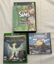 Xbox One Dragon Age Inquisition, The Sims 2 University Expansion Pack And Airport Tycoons 3 PC Cd-rom Games