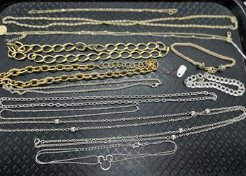 Gold And Silver Toned Chain Necklace Bracelet Lot With 'disney' Marked Necklace #485
