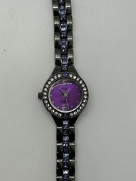 Armitron Now Gunmetal Band Purple Mother Of Pearl Dial Women's Watch 75/5205DG #532