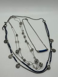 Sarah Coventry, AEO, And Rhinestone Silver Ball Double Strand Fashion Necklaces #93