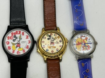 Timex Winnie The Pooh, Lorus Musical Mickey Mouse And Vintage Lorus Plastic Watch #89