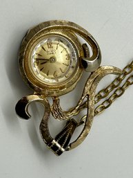 Rivo 17 Jewels Clock Pendant On Gold Colored Chain #644
