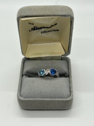 Sterling Silver And Blue Stone Heart Vintage Estate Ring #57