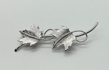 Beau Sterling Falling Leaf Brooch Pin #62