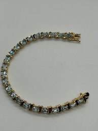 Vermeil And Blue Topaz Sterling Silver Tennis Bracelet #81