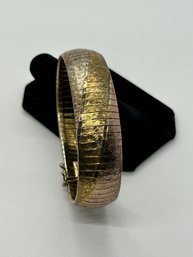 Italian Sterling Silver Rosy 3 Tone Gold Flex Bracelet #82
