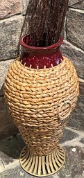 Large Handwoven Floor Vase With Decor