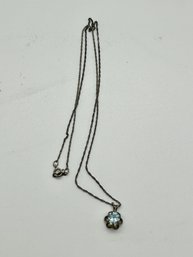 Vintage Sterling Blue Topaz Pendant Necklace #549
