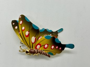 Vintage Butterfly Brooch Pin Insect Enamel #104