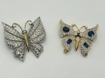 Beautiful Butterfly Brooches With Blue Stones #148