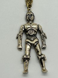 1977 Star Wars C-3PO 20th Century Fox Pendant With Movable Arms On Gold Colored Chain #648