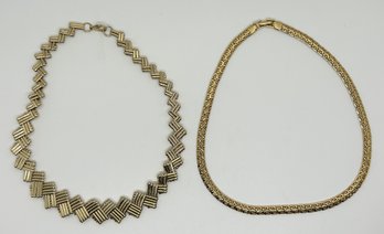 Vintage Napier And Zig Zag Gold Tone Necklaces #561