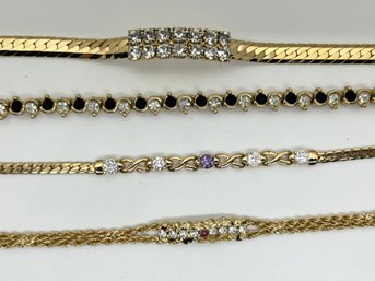 Gold Tone And Rhinestone Bracelets #563