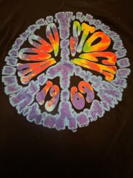 Woodstock 3 Days Of Peace And Music Tye Dye On Black T-shirt XL