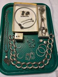 Silver Colored Jewelry Sets With Earrings And Necklaces Chain Avon Jingle Bells Earrings #586
