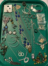 Vintage Coro, Ny&C, And Other Silver Toned Fashion Costume Jewelry Lot Necklaces Earrings Bracelets #589
