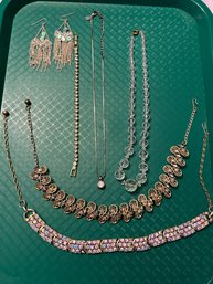 Gorgeous Dodds Aurora Borealis Necklace W/ Unmarked Aurora Necklace & Sparkly Necklaces Bracelet Earring #590