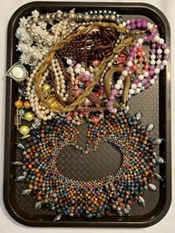 Tray Lot Of Mixed Jewelry Beaded Necklace #592