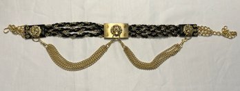 Vintage Lion Statement Belt With Gold Colored Chains Size S/M #596