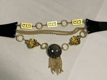 Vintage Lion Gold Colored Chain Statement Belt #597