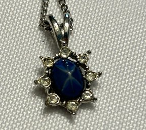 Star Sapphire Necklace With White Colored Stones #601