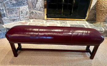 Burgundy Leather Fireplace Window Bench