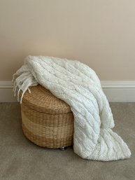 Woven Two Toned Storage Basket With Pottery Barn Blanket