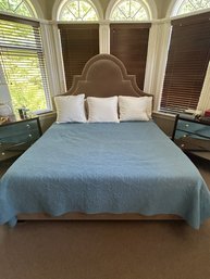 Ethan Allen Custom Upholstered King Size Bed (mattress And Linens Will Be Removed)