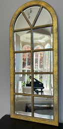 Large Gold Leaf Mirrorcraft Windowpane Arched Mirror