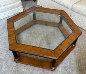 Century Furniture Hexagon Glass Top Coffee Table