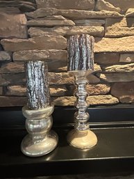 Candle Holders With Silver Trunk Candles