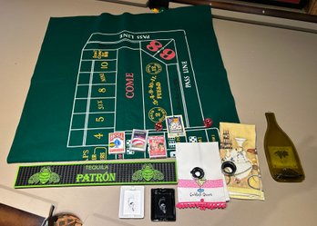 Le Meridian Hotels Vintage Ashtrays With Craps Mat, Cards, Dice, & Recycled Green Glass Grgich Cheese Tray