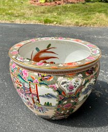 Vintage Large Chinese Porcelain Fish Pot Planter Koi Jardiniere