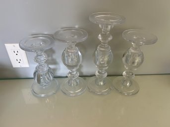 Tall Clear Handblown Glass Pillars