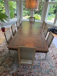 Inlaid Solid Wood Dining Room Table With 2 Extension Leaves (chairs Sold Separately)